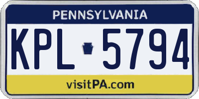 PA license plate KPL5794