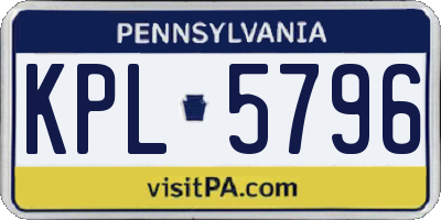 PA license plate KPL5796
