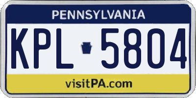 PA license plate KPL5804