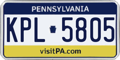 PA license plate KPL5805