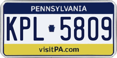 PA license plate KPL5809