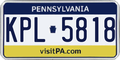 PA license plate KPL5818