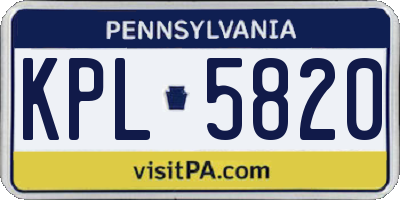 PA license plate KPL5820