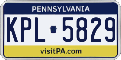 PA license plate KPL5829