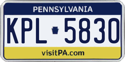 PA license plate KPL5830