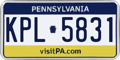 PA license plate KPL5831