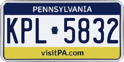 PA license plate KPL5832