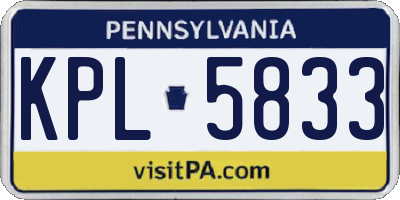 PA license plate KPL5833