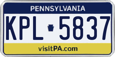 PA license plate KPL5837