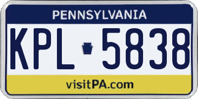 PA license plate KPL5838