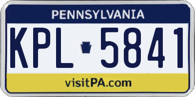 PA license plate KPL5841