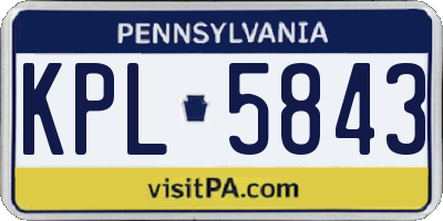 PA license plate KPL5843