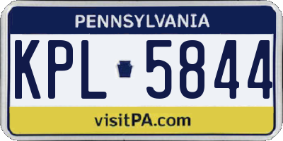 PA license plate KPL5844