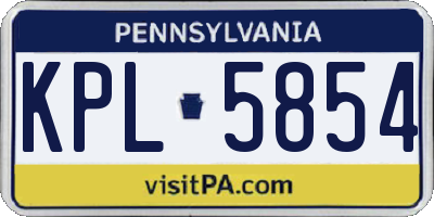 PA license plate KPL5854
