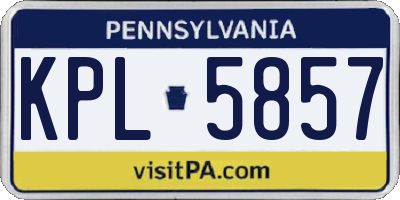 PA license plate KPL5857