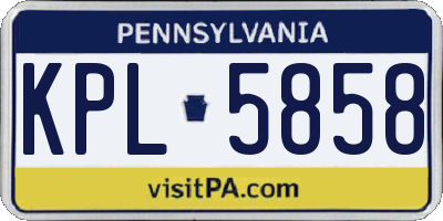 PA license plate KPL5858