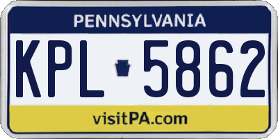 PA license plate KPL5862