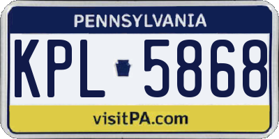 PA license plate KPL5868