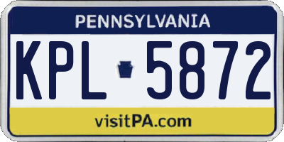 PA license plate KPL5872
