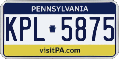 PA license plate KPL5875