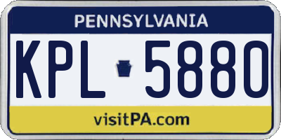PA license plate KPL5880