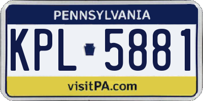 PA license plate KPL5881