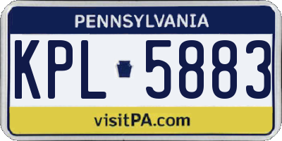 PA license plate KPL5883