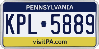 PA license plate KPL5889