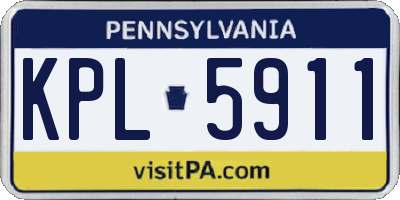 PA license plate KPL5911