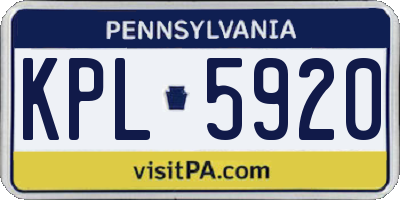 PA license plate KPL5920