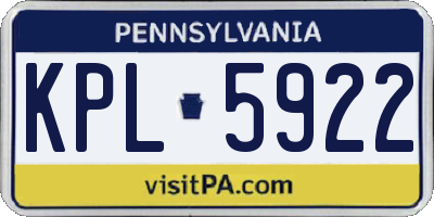 PA license plate KPL5922