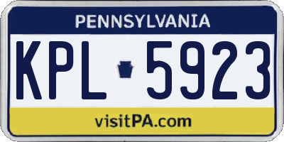PA license plate KPL5923