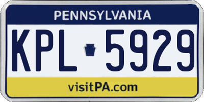 PA license plate KPL5929
