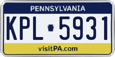 PA license plate KPL5931