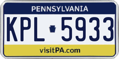 PA license plate KPL5933