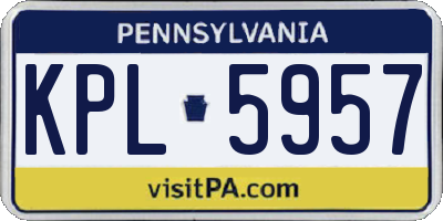 PA license plate KPL5957