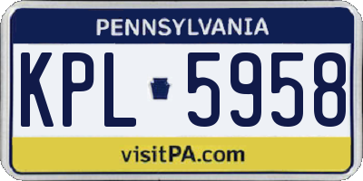 PA license plate KPL5958