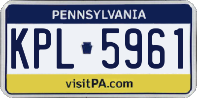 PA license plate KPL5961