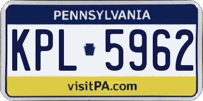 PA license plate KPL5962