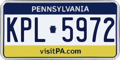 PA license plate KPL5972