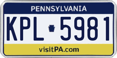 PA license plate KPL5981
