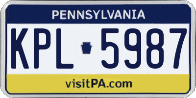 PA license plate KPL5987