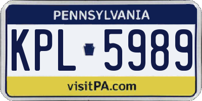 PA license plate KPL5989