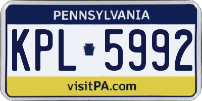 PA license plate KPL5992