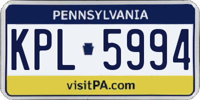 PA license plate KPL5994