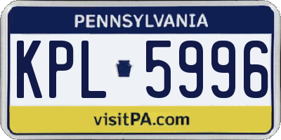 PA license plate KPL5996
