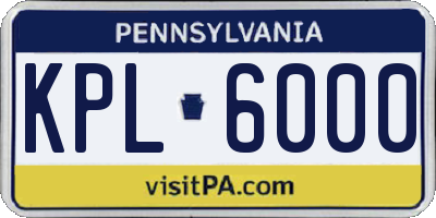 PA license plate KPL6000