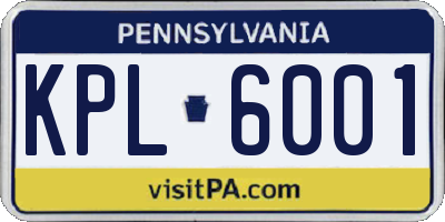 PA license plate KPL6001