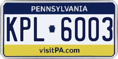 PA license plate KPL6003