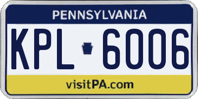 PA license plate KPL6006
